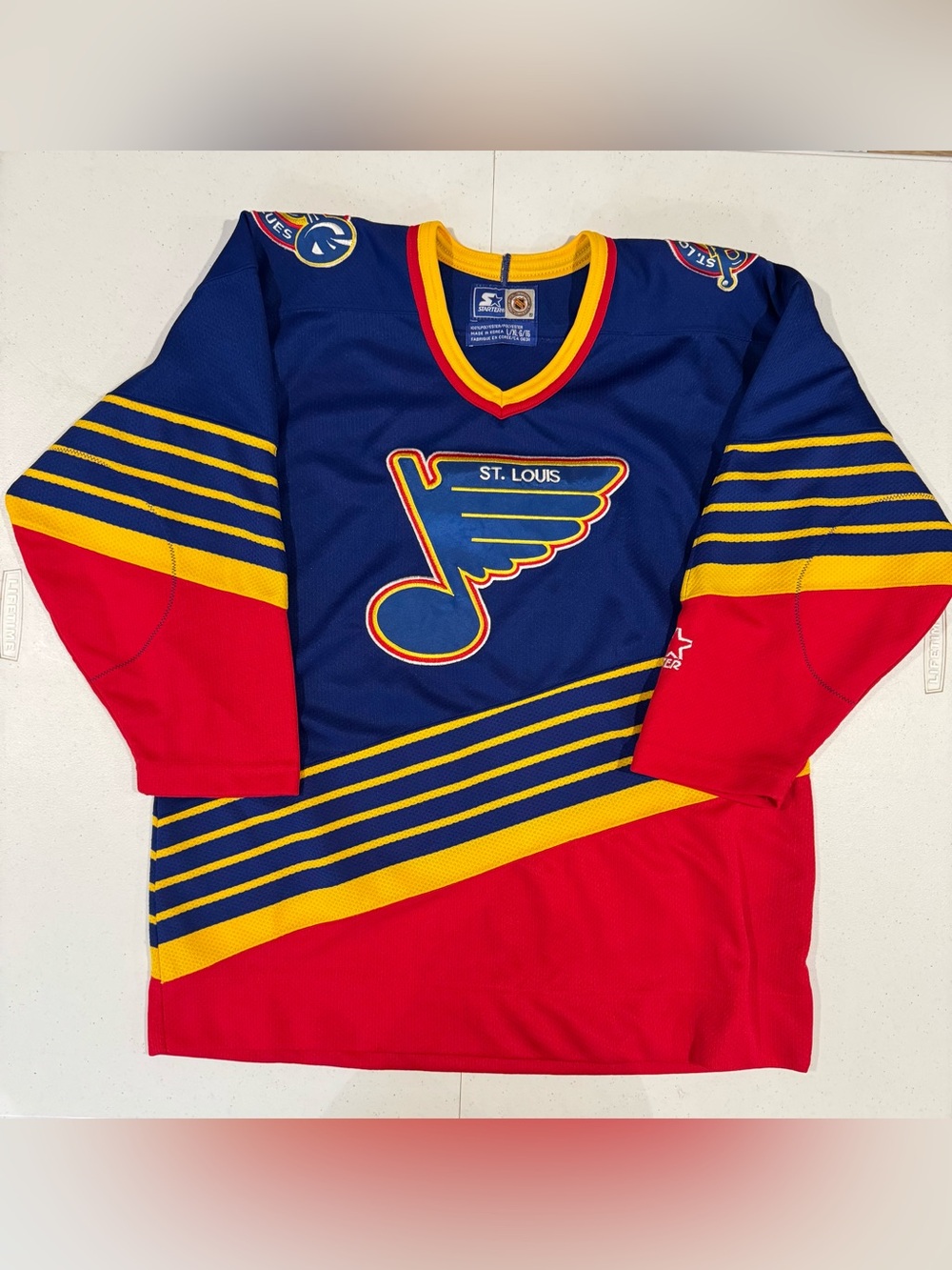 Vintage 90’s STARTER St Louis Blues NHL hockey jersey size boys large XL